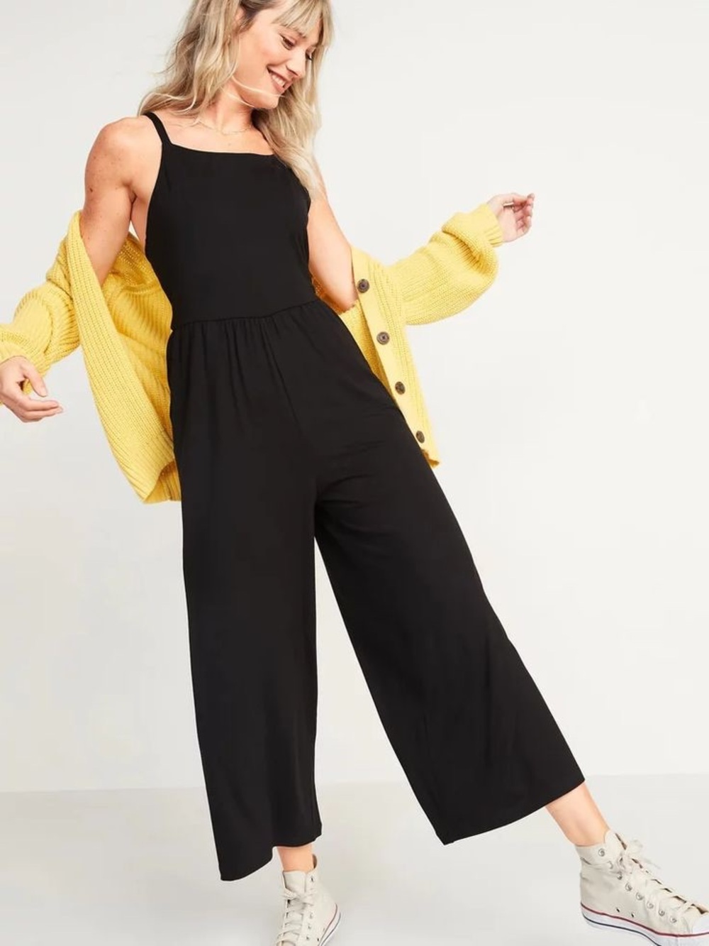 Old Navy Black Square-Neck Wide-Leg Jumpsuit